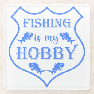 Posavasos De Vidrio La pesca es mi cita escudo de hobby en el escudo