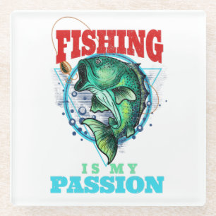 Posavasos De Vidrio La pesca es mi pasión, el culo retro de los pescad