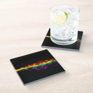 Posavasos De Vidrio La pluma de energía de arcoíris de SlipperyJoe atr