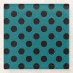 Posavasos De Vidrio La polka negra se pone en verde azulado<br><div class="desc">La polka negra se pone en verde azulado</div>