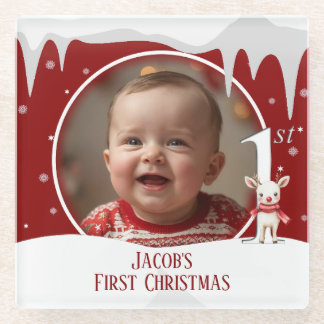 Posavasos De Vidrio La primera foto navideña del bebé