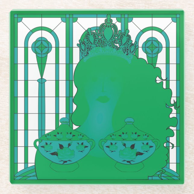 Posavasos De Vidrio La Reina Verde (Anverso)