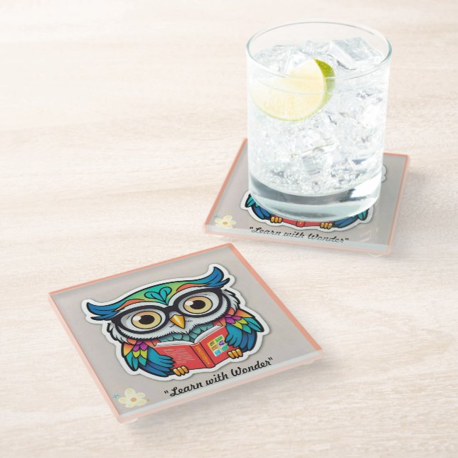 Posavasos De Vidrio "La sabiduría a través de los libros" (Angular)