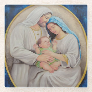 Posavasos De Vidrio La Sagrada Familia: Retrato del Amor Divino