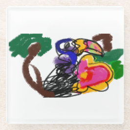 Posavasos De Vidrio La selva tropical toucan A JOY