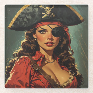 Posavasos De Vidrio La Tentadora Pirata Escarlata