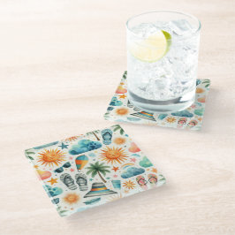 Posavasos De Vidrio La vida es una playa