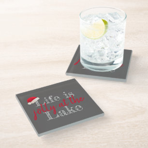 Posavasos De Vidrio LA VIDA festiva es JOLLY en el LAGO  