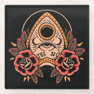Posavasos De Vidrio La vieja escuela planchette Tattoo Coaster