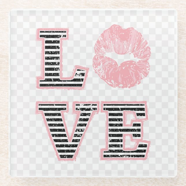 Posavasos De Vidrio Labios de amor (Anverso)