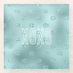 Posavasos De Vidrio Labios de Menta Brillo XOXO