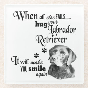 Posavasos De Vidrio Labrador arte moderno slogan de raza de perros ado
