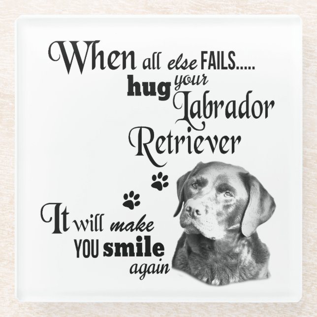 Posavasos De Vidrio Labrador arte moderno slogan de raza de perros ado (Anverso)