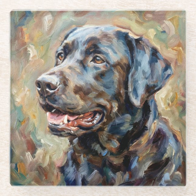 Posavasos de vidrio Labrador Retriever para amante (Anverso)