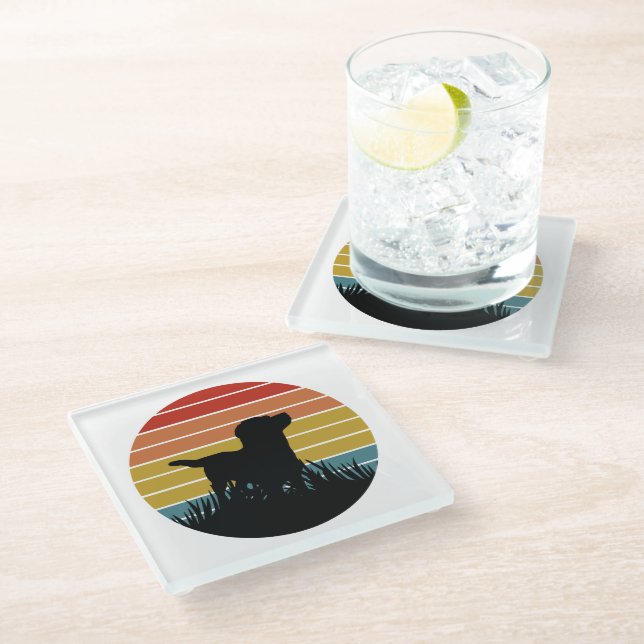 Posavasos De Vidrio Labrador Retro Sunset (Angular)