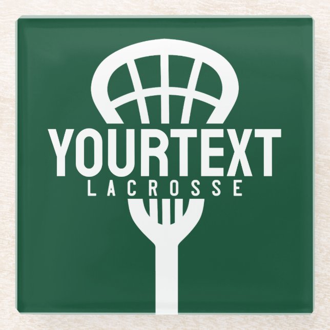 Posavasos De Vidrio Lacrosse Player PERSONALIZADO TEXT Team Mesh Sport (Anverso)