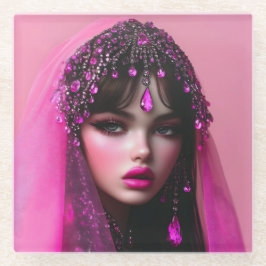 Posavasos De Vidrio Lady Pink Sapphire Glass Coaster