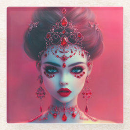 Posavasos De Vidrio Lady Ruby Glass Coaster