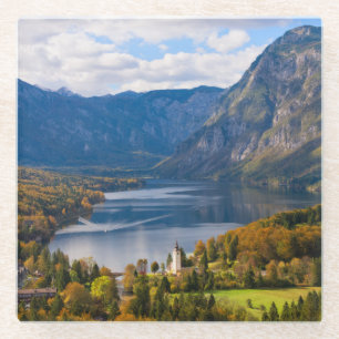 Posavasos De Vidrio Lago Bohinj en Eslovenia en otoño