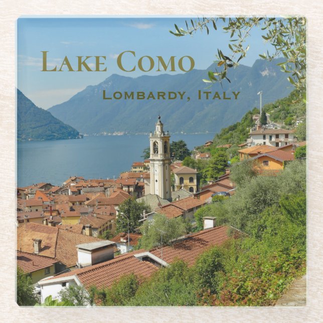 Posavasos De Vidrio Lago Como Lombardía Italia (Anverso)