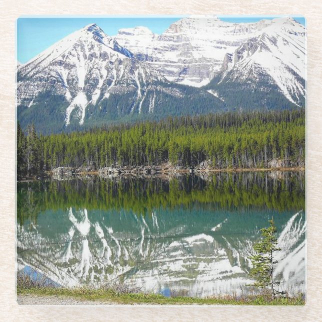 Posavasos De Vidrio Lago de Banff, Alberta, Canadá (Anverso)