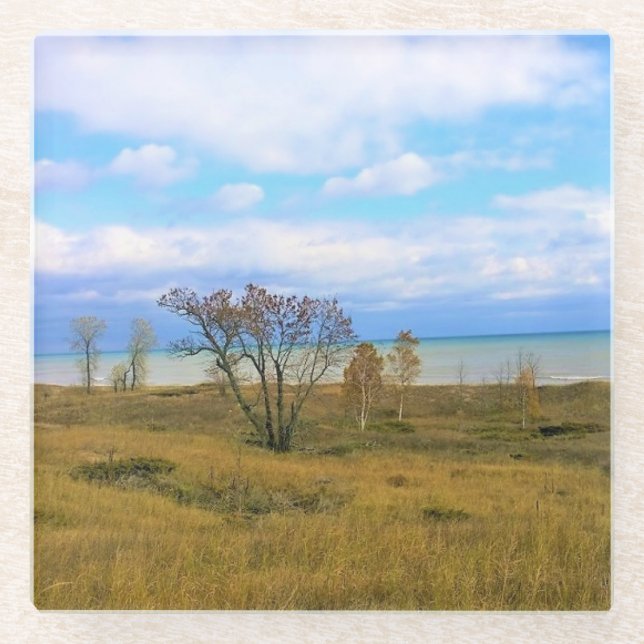 Posavasos De Vidrio Lago Michigan, Sheboygan, Wisconsin (Anverso)