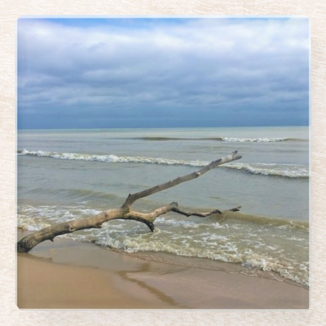 Posavasos De Vidrio Lago Michigan, Sheboygan, Wisconsin (Anverso)