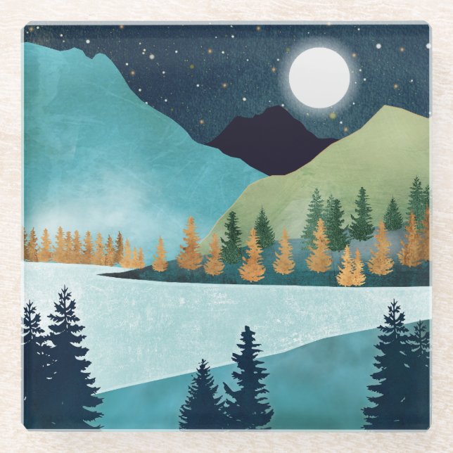 Posavasos De Vidrio Lago Moonrise (Anverso)