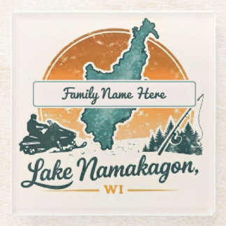 Posavasos De Vidrio Lago Namakagon personalizado, WI