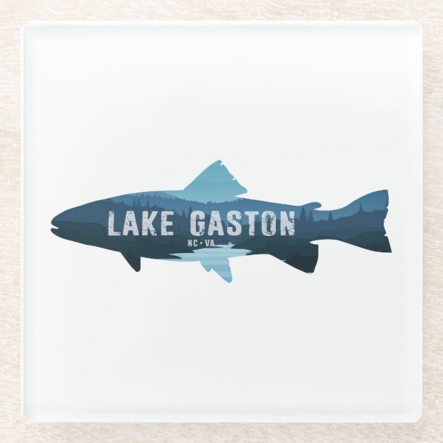 Posavasos De Vidrio Lake Gaston North Carolina Virginia Fish (Anverso)