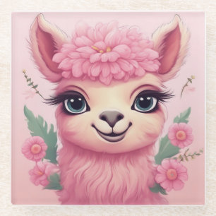 Posavasos De Vidrio Lama, bebé sonriente rosa