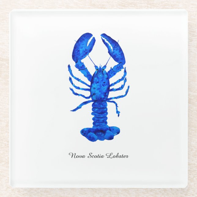 Posavasos De Vidrio Langosta Azul (Anverso)