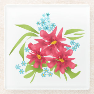 Posavasos De Vidrio Las flores florales del bouqet del verano de la