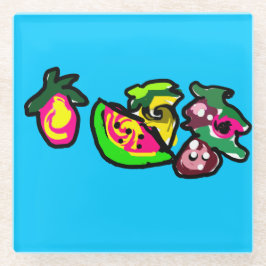 Posavasos De Vidrio Las frutas son divertidas 