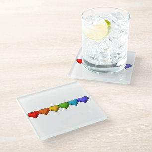 Posavasos De Vidrio Las glifos de formas de corazón 3D brillantes de S