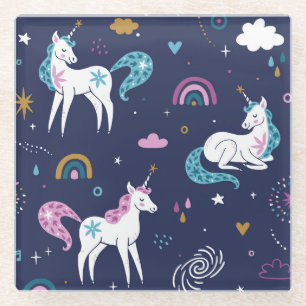 Posavasos De Vidrio Las lluvias de Unicornio: Personalizados amables y