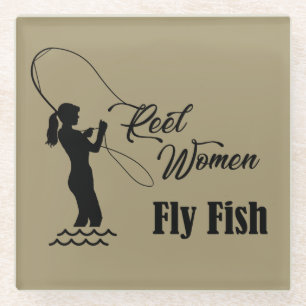 Posavasos De Vidrio Las mujeres del carrete vuelan pescados