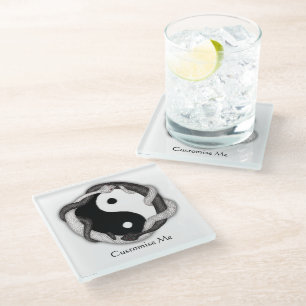 Posavasos De Vidrio Las serpientes se doblan (blanco/el negro)