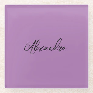 Posavasos De Vidrio Lavanda de nombre propio de caligrafía plana minim