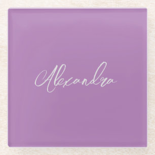 Posavasos De Vidrio Lavanda de nombre propio de caligrafía plana minim