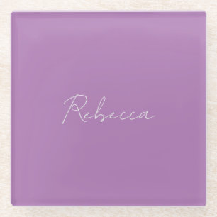 Posavasos De Vidrio Lavanda de nombre propio manuscrito minimalista