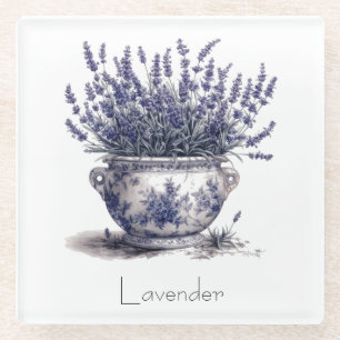 Posavasos De Vidrio Lavanda en el personalizable azul Delft