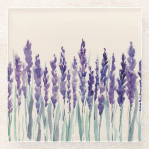 Posavasos De Vidrio Lavanda francesa: Ilustracion acuarela
