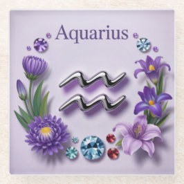 Posavasos De Vidrio Lavender Aquarius Glyph Coaster