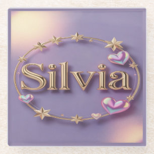 Posavasos De Vidrio Lavender Gold Starry Silvia Coaster