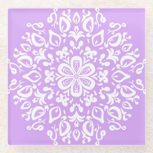 Posavasos De Vidrio Lavender Mandala (Anverso)