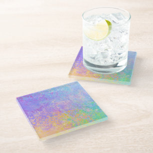 Posavasos De Vidrio Lavender Sunrise Pastel Neon Alcohol Tinta Resumen