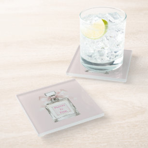 Posavasos De Vidrio Lazo de botella de perfume Pretty in Pink