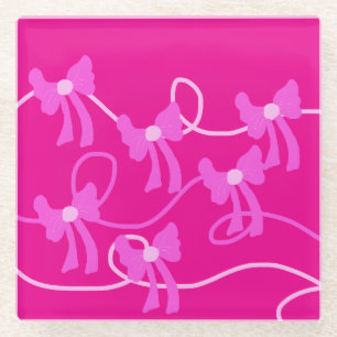 Posavasos De Vidrio Lazos dibujados a mano rosa amarillos para enamora