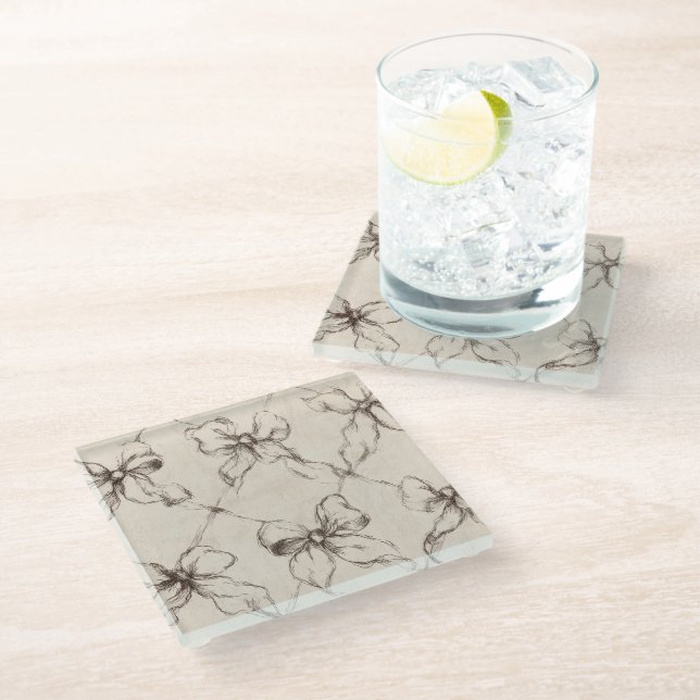 Posavasos De Vidrio Lazos Marrones Crema (Angular)